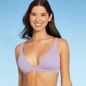 Triangle Bikini Top Shade Shore Lilac Purple Lurex 36B Swimsuit Underwire Plunge